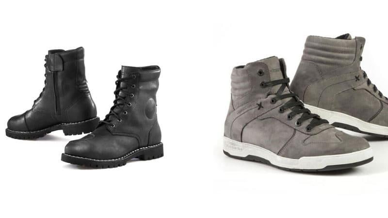 gray motorcycle boots