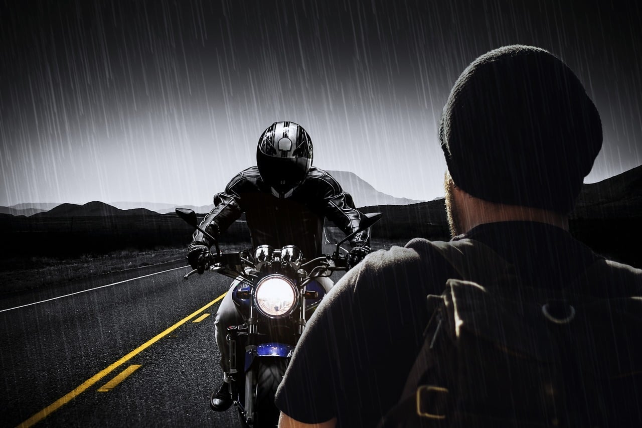 motorcycle in the rain
