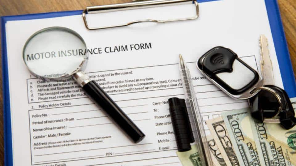 motor insurance claim form and amount of money