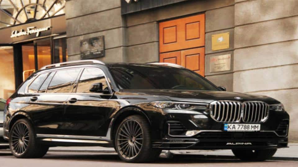 black car parked on street
