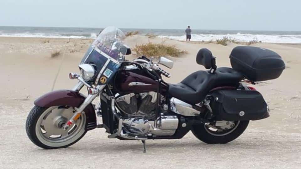 cruiser motorcycle along the beach