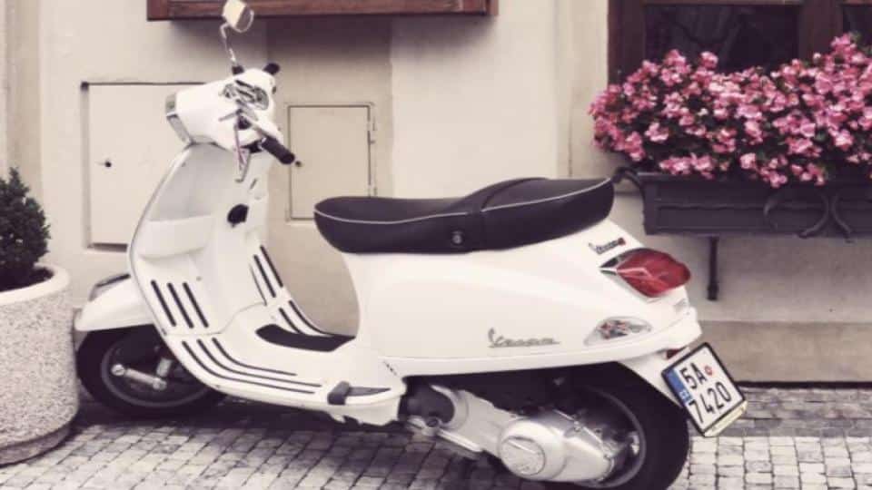 moped scooter parked in the house
