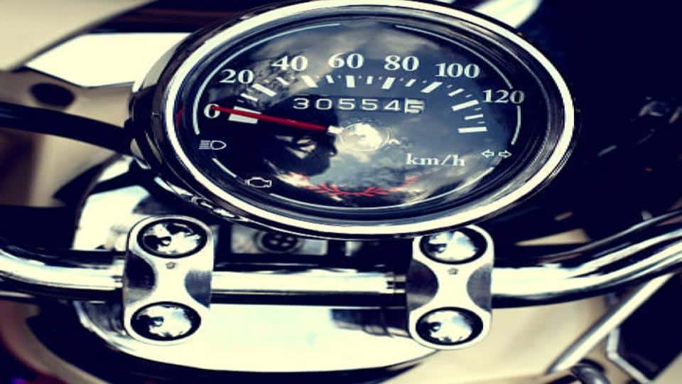 showing motorcycle odometer with mileage used