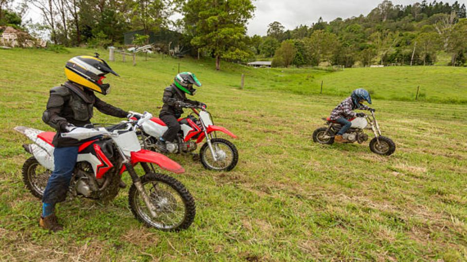 trail bike riding with kid