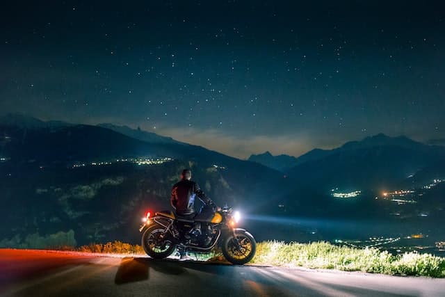 Biker ridding in the night