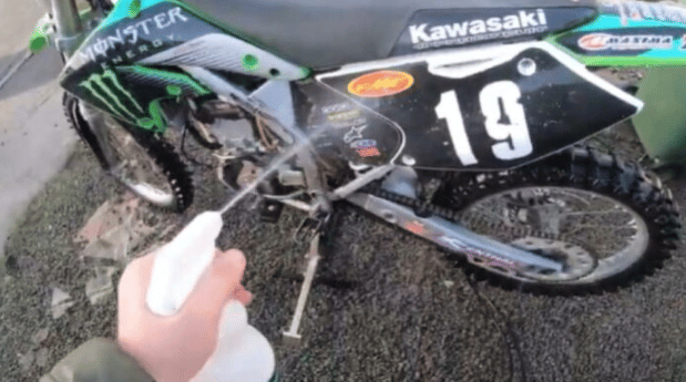 Cleaning a dirt bike
